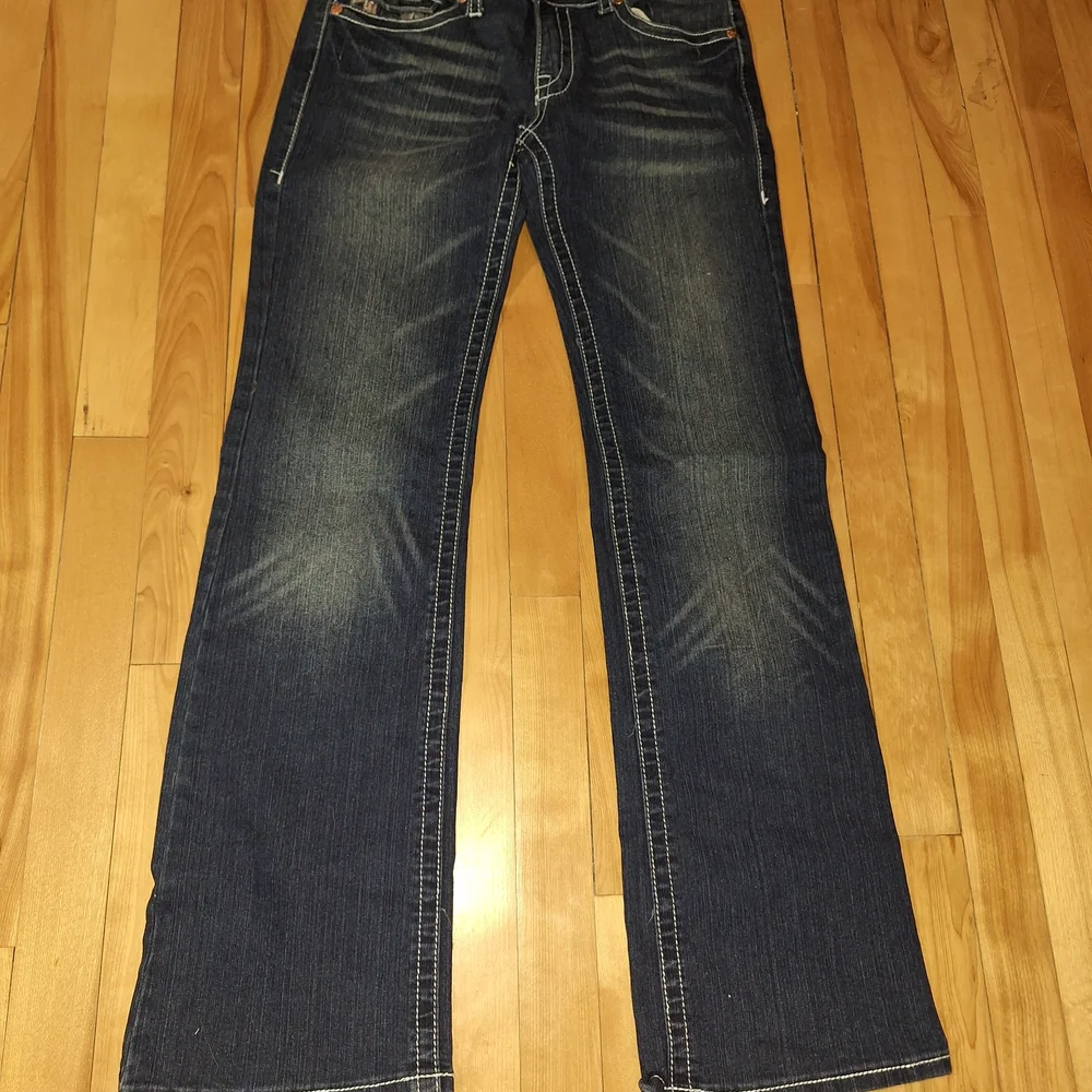 True Religion Dark Blue Bootcut Jeans with Embellished Back Pockets - Picture 2 of 5
